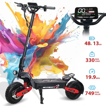Adult electric scooter, electric commuting scooter, range of 28 miles, 1200W motor dual braking system and shock absorption 1