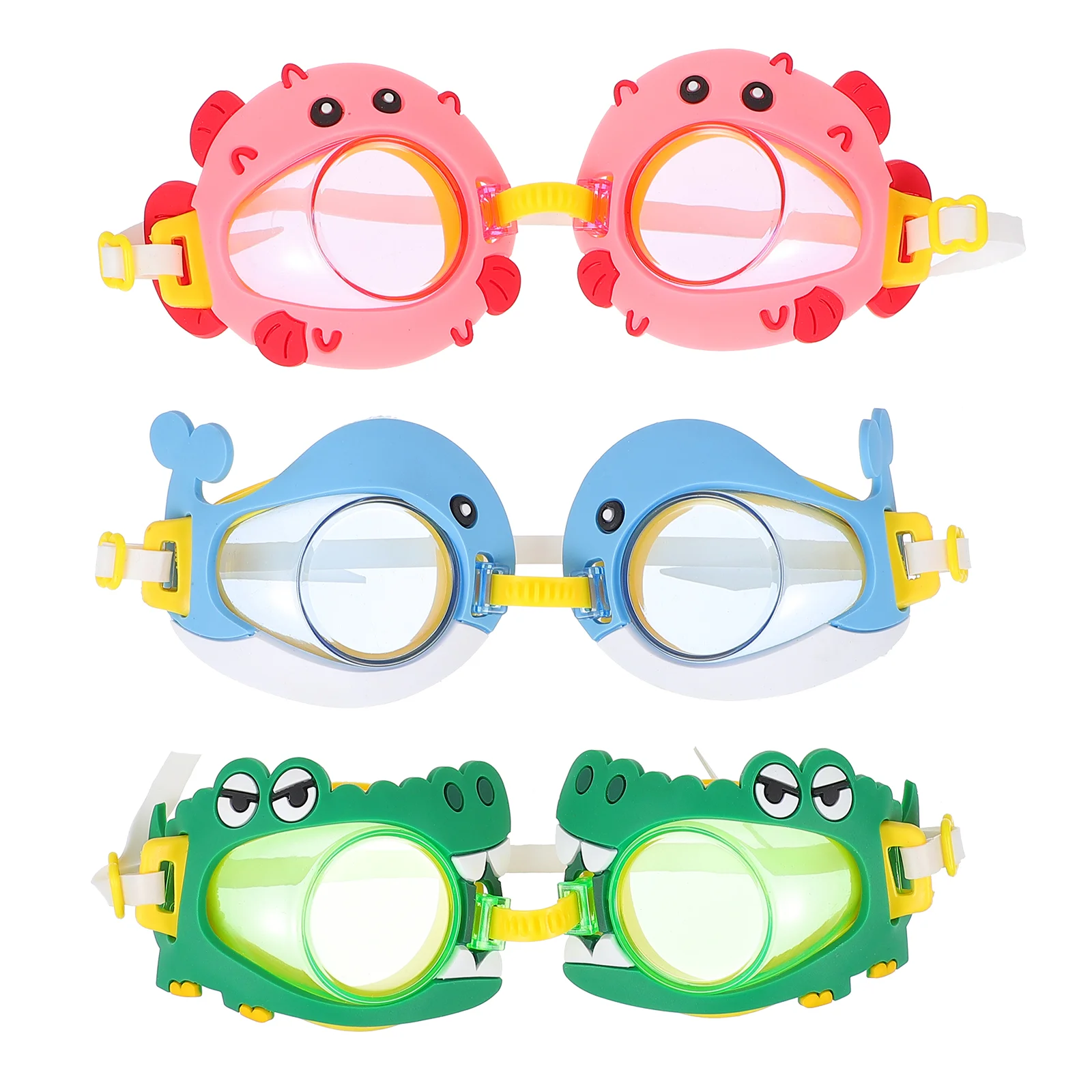 

3 Pcs Children's Swimming Goggles Baby Swim Goggles Kids Anti-fog Practical Animal Shape Eyeglasses
