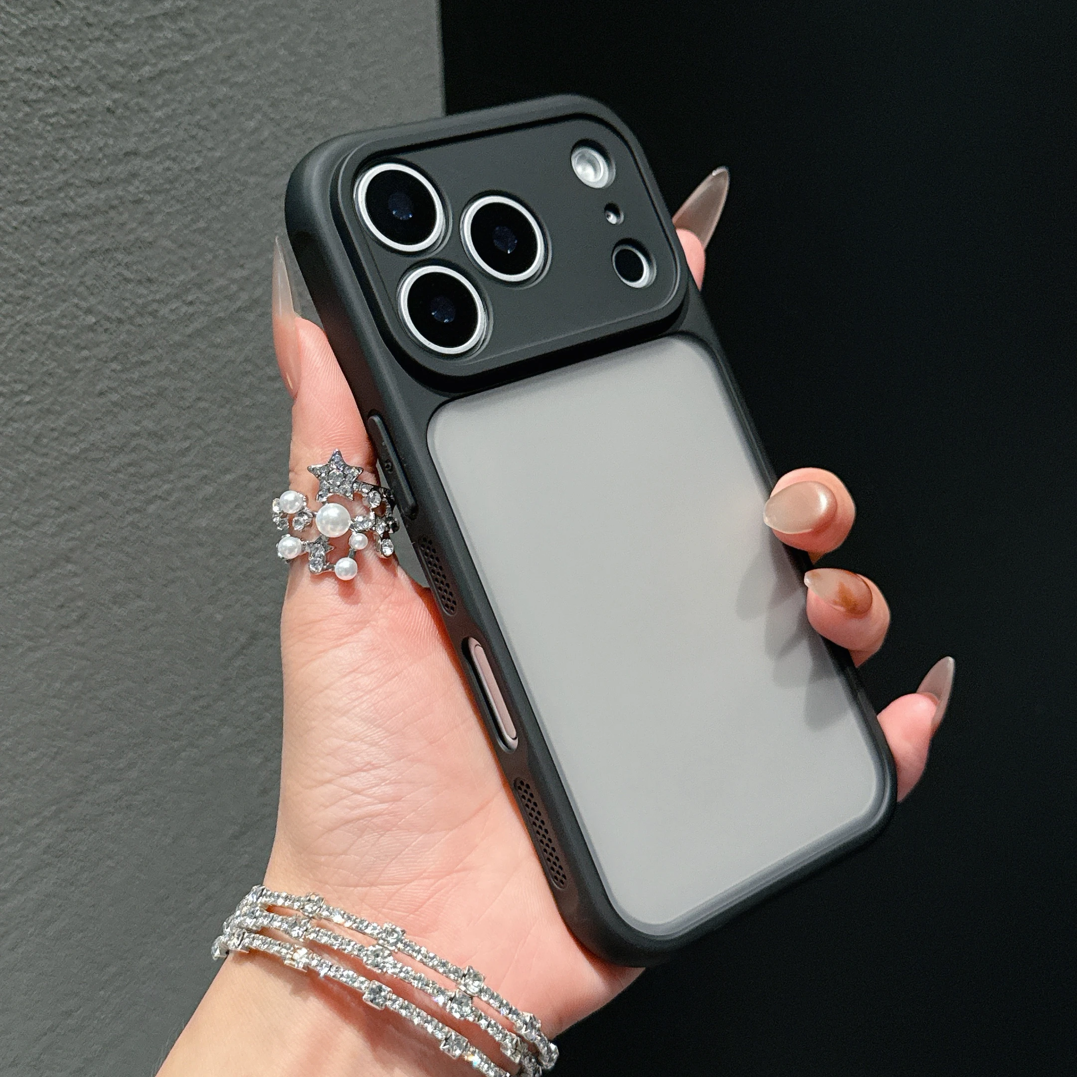 Luxury Transparent Orange Shield Phone Case with Lens Protection & Shockproof Cover