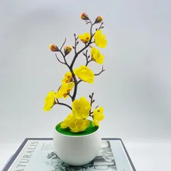 Lifelike Bonsai Tree with Decorative Pot - Perfect for Home and Garden Decor (Yellow)