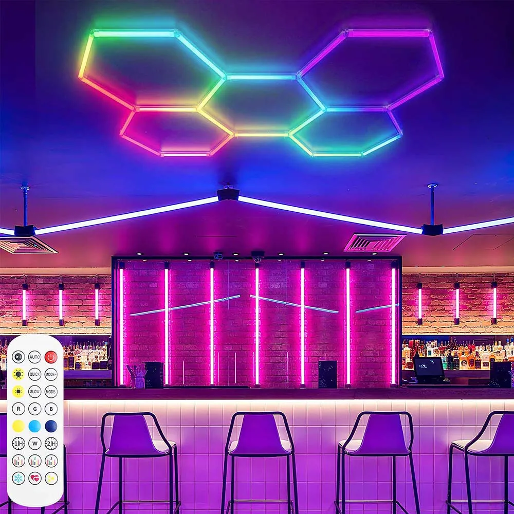 1/3/5/8 รูรังผึ้งหกเหลี่ยม LED/RGBW โรงรถเหมาะสําหรับโรงรถ, 4S Workshops,โรงยิม,บาร์ 1