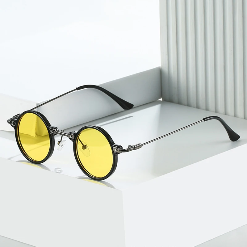 SHAUNA Gafas de sol redondas pequeñas retro para mujer Gafas de