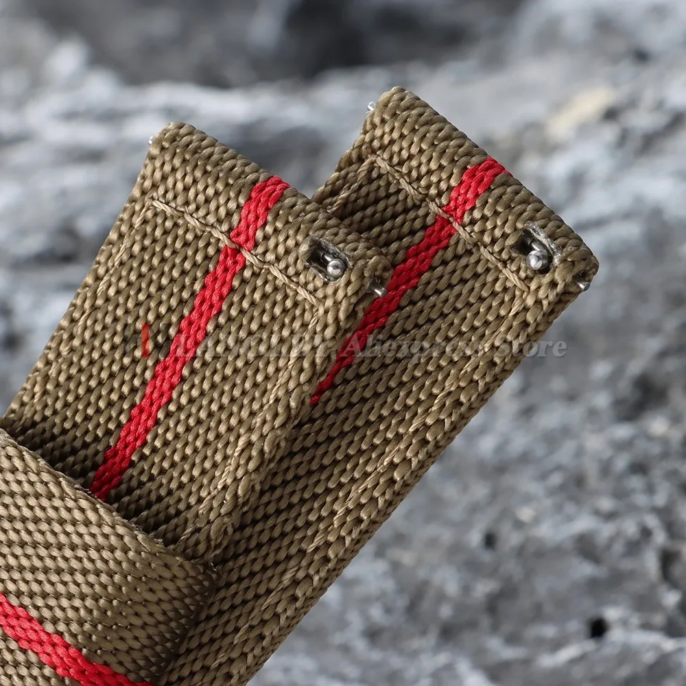 Military Sport Quick Release Nylon Strap with Woven Canvas Fabric, 20mm/22mm - Men's Watchband Bracelet