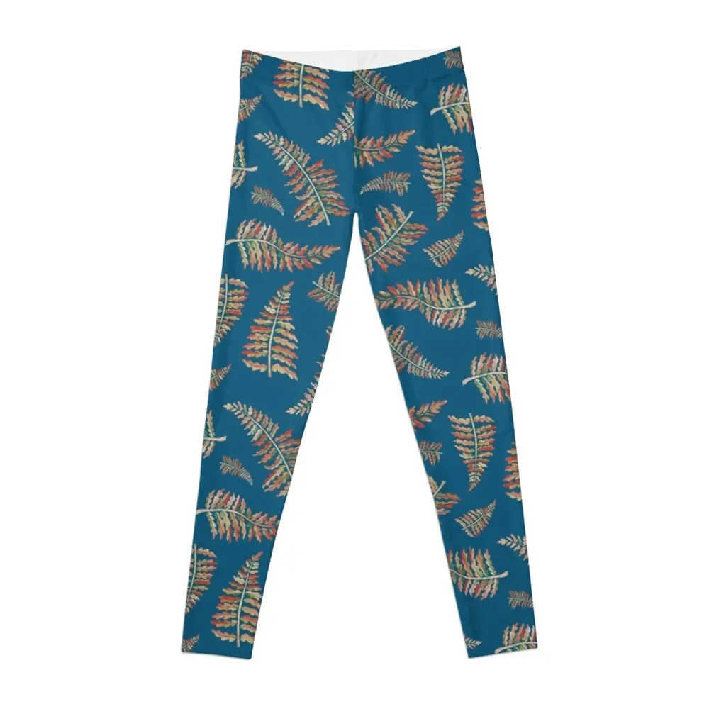 

Watercolour Fern Pattern in Teal and Orange Leggings sportswear for gym Sports female sportswear woman gym 2024 Womens Leggings