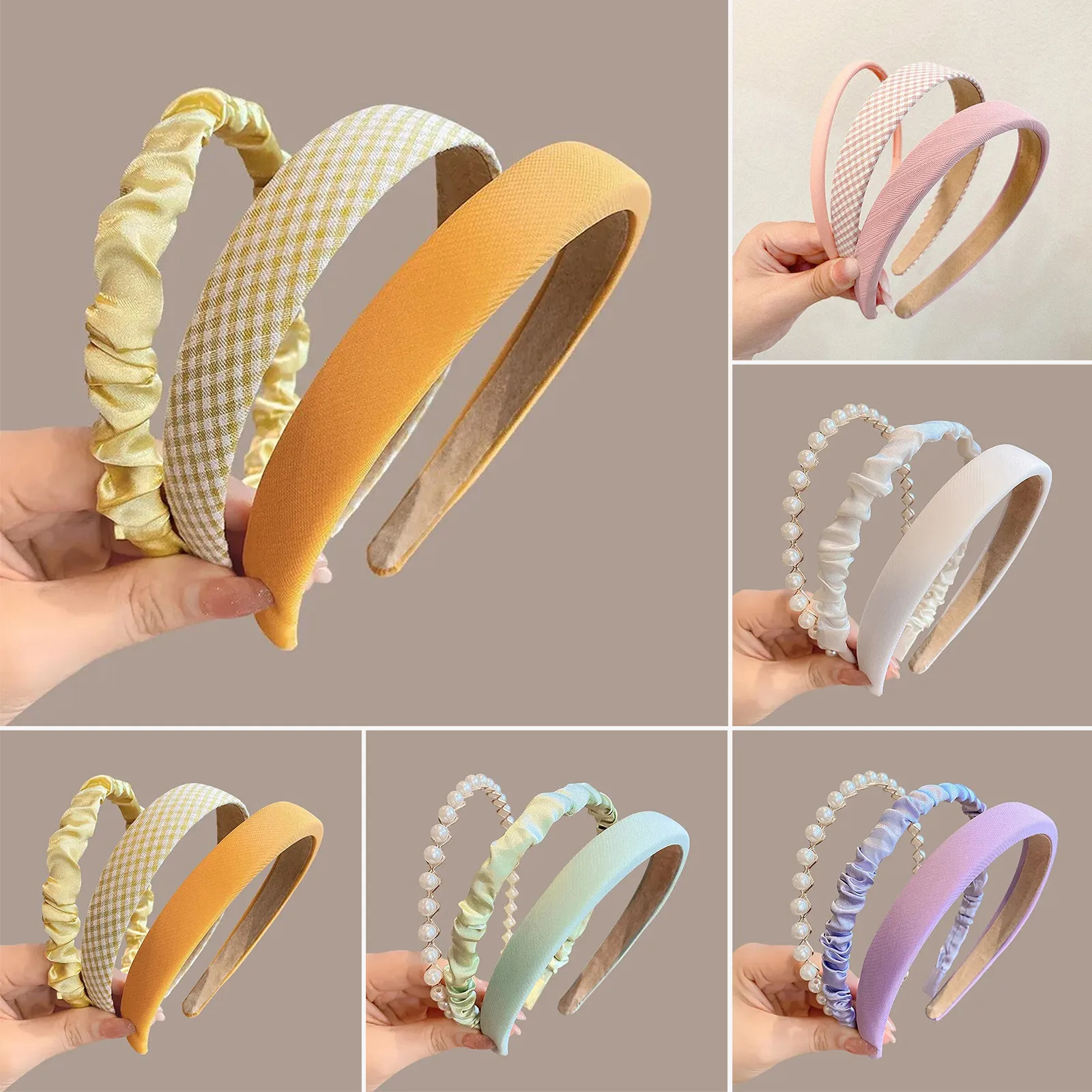 Cuizhiyu Paquete De 3 Diademas De Perlas Blancas De Perlas Sintéticas Doradas, Diademas Para El Pelo