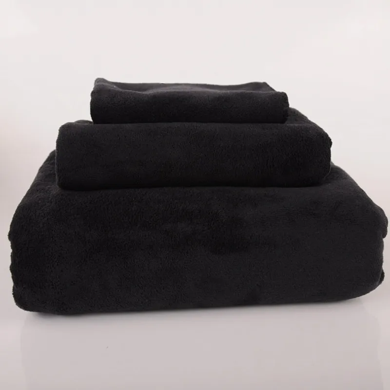 3/2 pc thick multi-faceted microfiber cleaning cloth, rag, black premium microfiber towel for glass, kitchen, bathroom, car wash 6