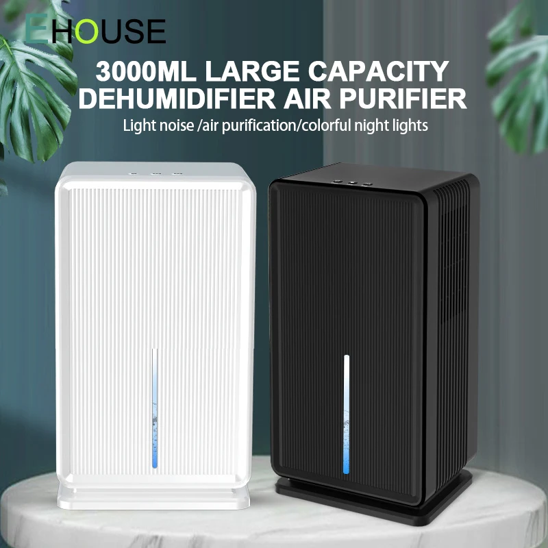 

3000ML Dehumidifier Air Purifier 2 In1 Portable Home Appliance Quiet Air Dryer with Defrost Professional Dehumidifier Sleep Mode