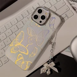 Deluxe Laser Butterfly Phone Case with Lanyard and Bumper Protector for 13 Pro Max (A2)