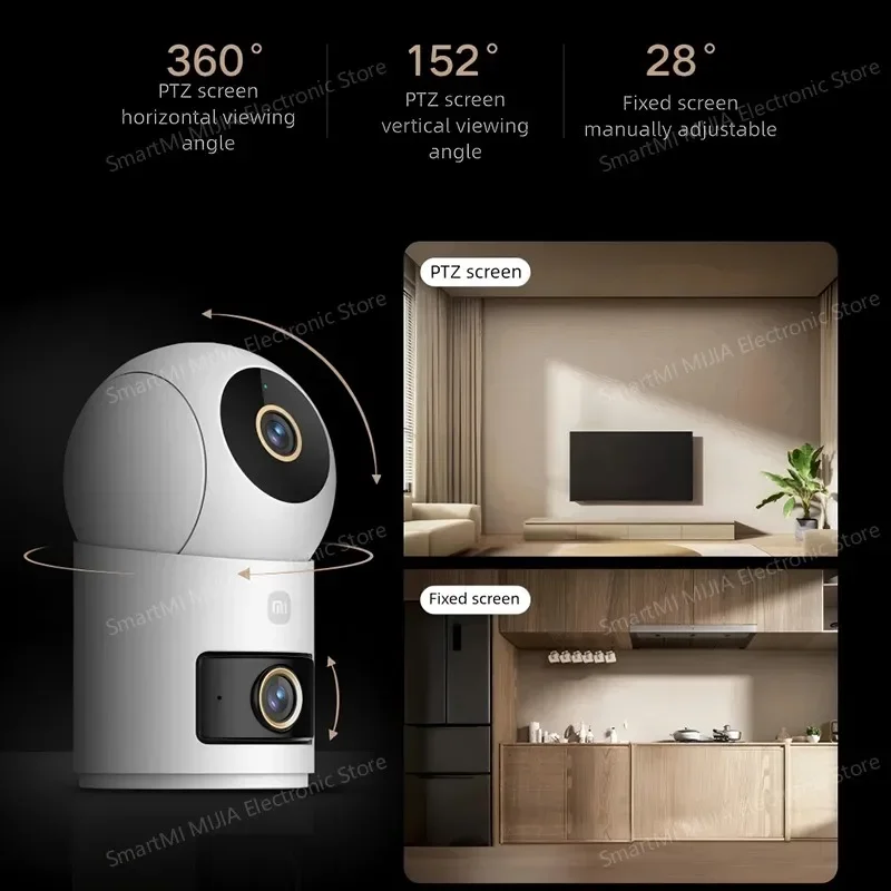 XIAOMI Smart Camera 4 Dual-Lens 3K Dual View, rilevamento del pianto di persone/animali domestici/bebè AI, Wi-Fi 6, visione notturna a colori, versione CN con adattatore - immagine 2