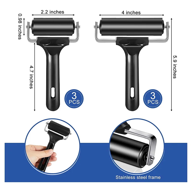 A82X-Rubber Roller For Crafting For Printmaking Gluing Inking Blocks Carved Surfaces Stamping Paintings