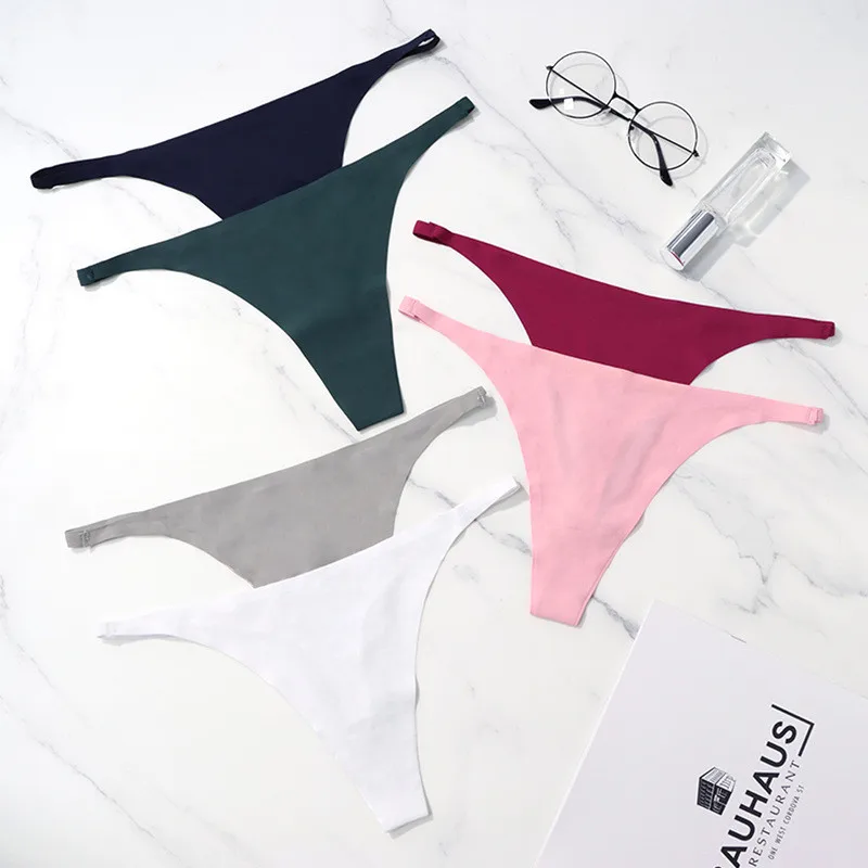 Women's Ice Silk Panties Traceless Thong Briefs Bikini Briefs Low Waist Quick Dry Fashion Triangle
