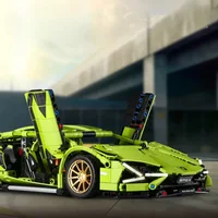 1:14 Sports Car Building Block Model Famous Sport Advanced Replica Race Cars Models DIY Power Building Blocks Collectible Gifts 2
