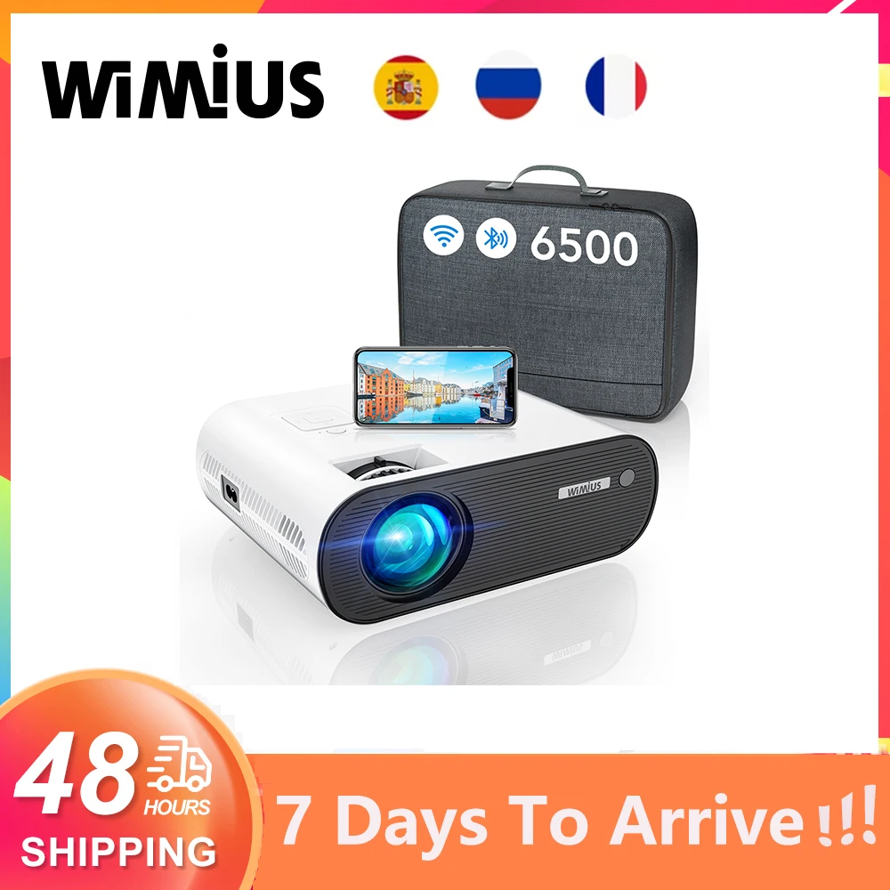 Wimius Projecteur Vidéo À Led K5, Wifi, 6500 Lumens, Videoprojecteur