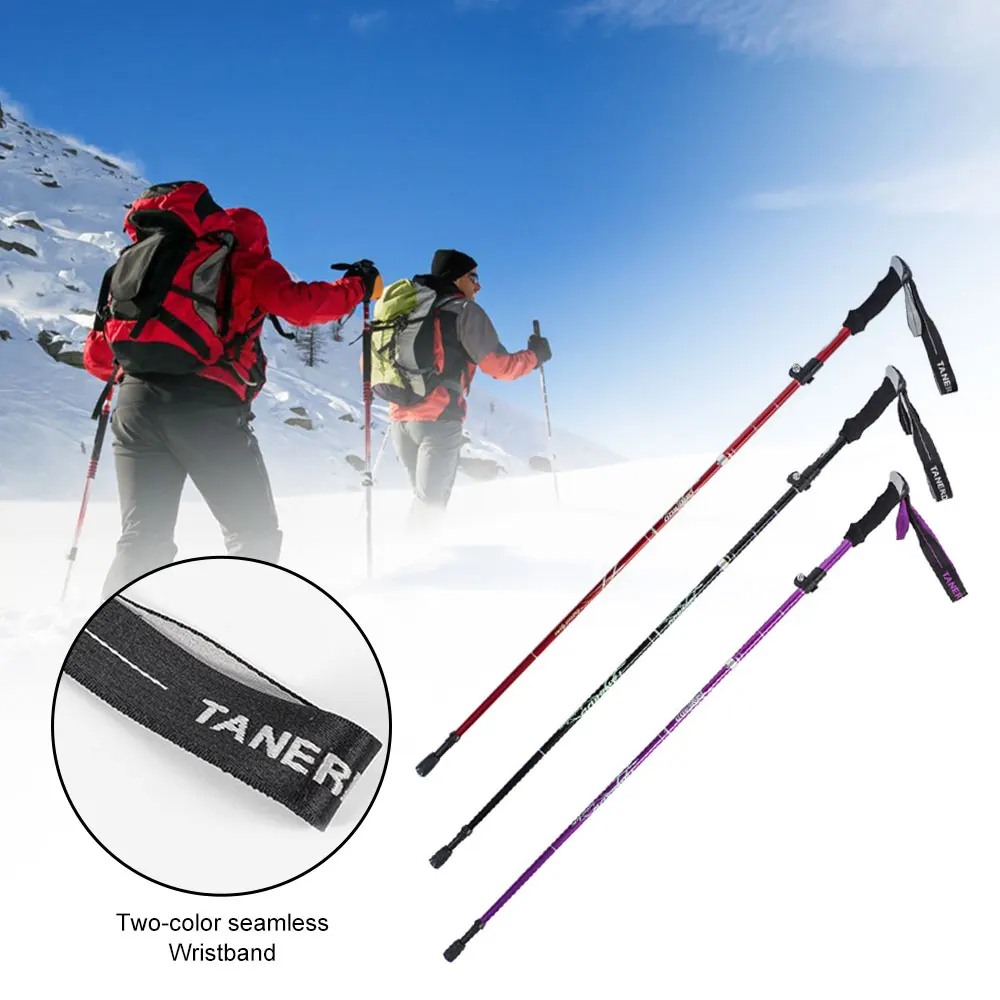 

Outdoor Portable 5-Section Fold Trekking Pole Camping Walking Hiking Stick For Nordic Elderly Telescopic Club Easy Put Into Bag