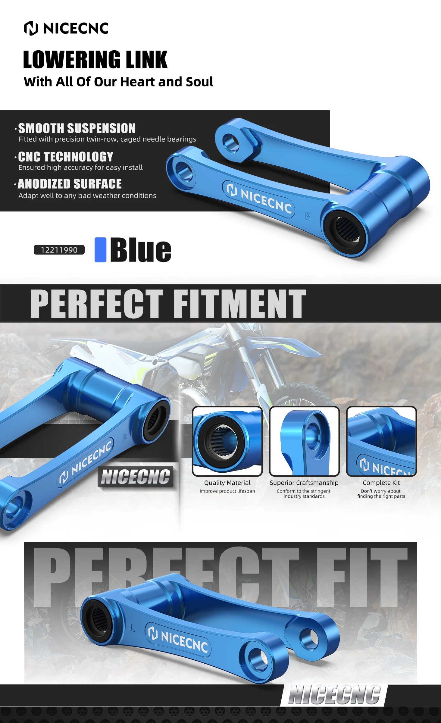 (EU-Lager) Für Sherco SE-R 250 SE-R 300 SEF-R 250 SEF-R 300 SEF-R 450 SEF-R 500 2017-2024 1,75″ Tieferlegungsstange für Hinterradaufhängung – Detail 1