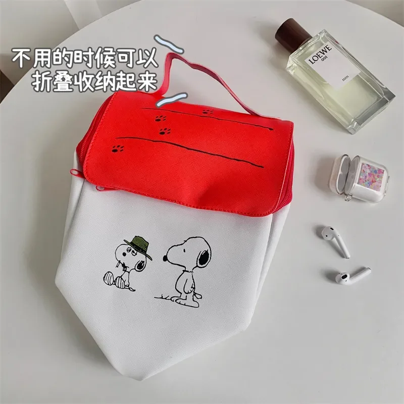 Snoopy Red House Storage Bag Stationery Skin Care Product High-Capacity Cosmetic Bag Portable Carry Hand Travel Storage tote bags
