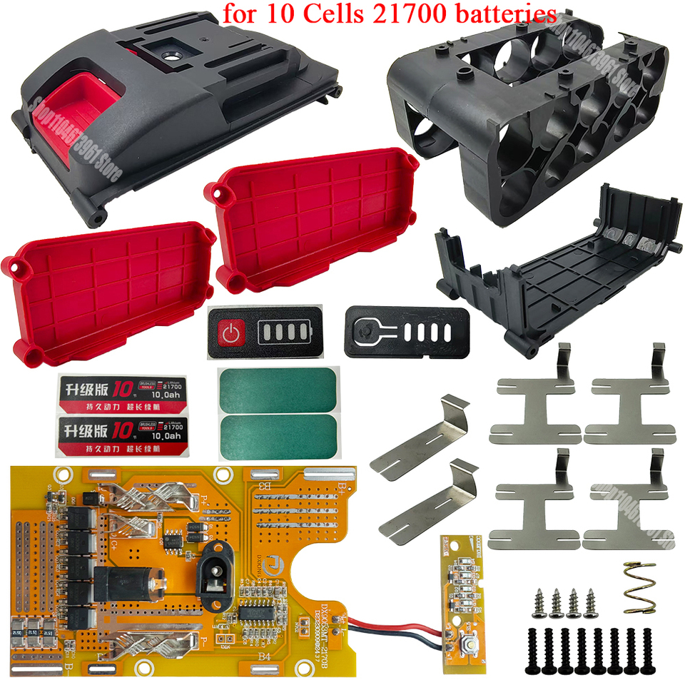 10 Cells 21700 Li-ion Battery Case Protection Circuit Board PCBA BMS for Lomvum Zhipu Hongsong Jingmi No Original For Makita Box