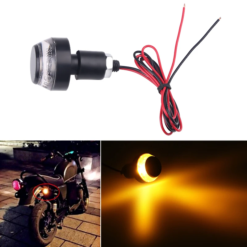 Motorcycle Grip Turn Signal 2PCS Hand Grip End Blinker for 22mm Handlebar Amber Signal Light Motorcycle Accessories Universal