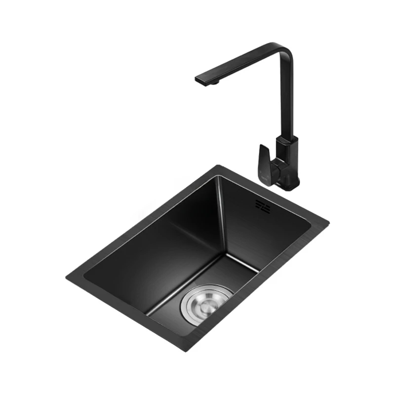 

Stainless Steel Black Kitchen Sinks Nano Home Kitchen Accessories Handmade Small Sink Single Slot Modern Undercounter Bar Sink