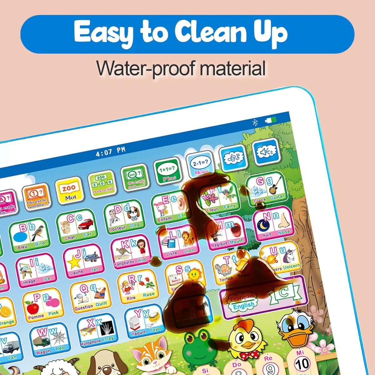 French English Bilingual Learning Tablet Toy Learn Alphabet ABC Numbers Words Spelling Interactive Educational Toys for Kids