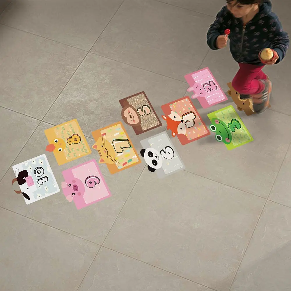 Cartoon Number Grids Hopscotch Game Floor Stickers hopscotch game stickers Parent-child Gift Home Nursery Kindergarten Decoration Waterproof Removable