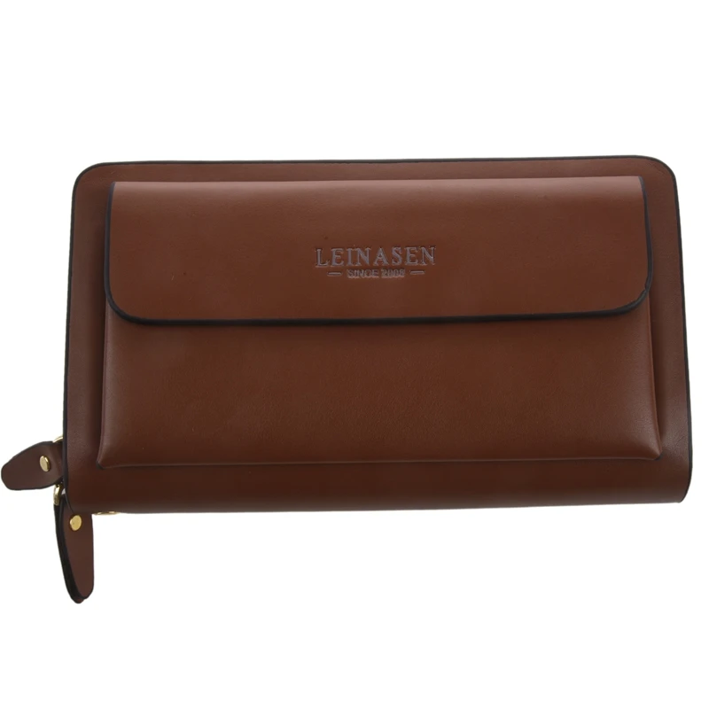 

Брендовые мужские кошельки ASDS-Leinasen с карманом для монет, мужской кошелек на молнии с двойной молнией, длинный большой мужской кошелек, клатч для монет