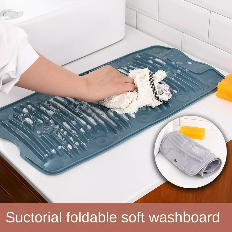 Suction cup silicone washboard household small washing board plastic multifunctional folding mini soft rubber Laundry Products |
