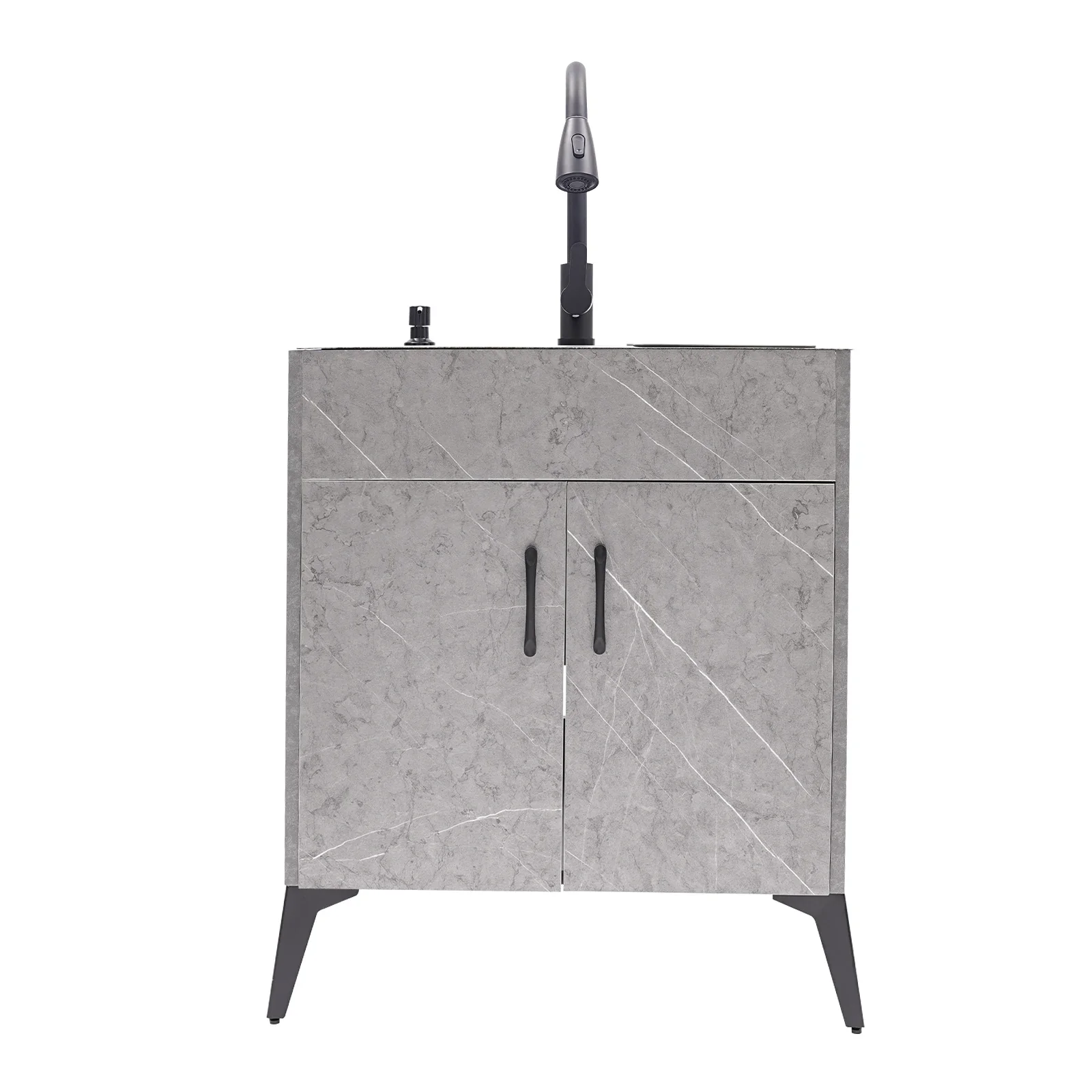 Stainless steel Kitchen sink Laundry Sink W/ Cabinet and Faucet alloy Cabinet for Laundry Utility Room Laundry Tub 2