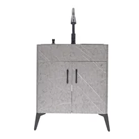Stainless steel Kitchen sink Laundry Sink W/ Cabinet and Faucet alloy Cabinet for Laundry Utility Room Laundry Tub 2