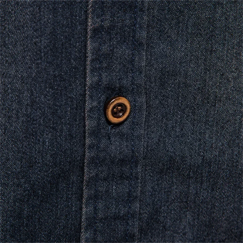 Denim Shirt Long Sleeved Shirt AIOPESON Elastic Cotton Denim Shirt Men Long Sleeve Cowboy Shirts for Men Casual Slim Fit Jeans Shirts