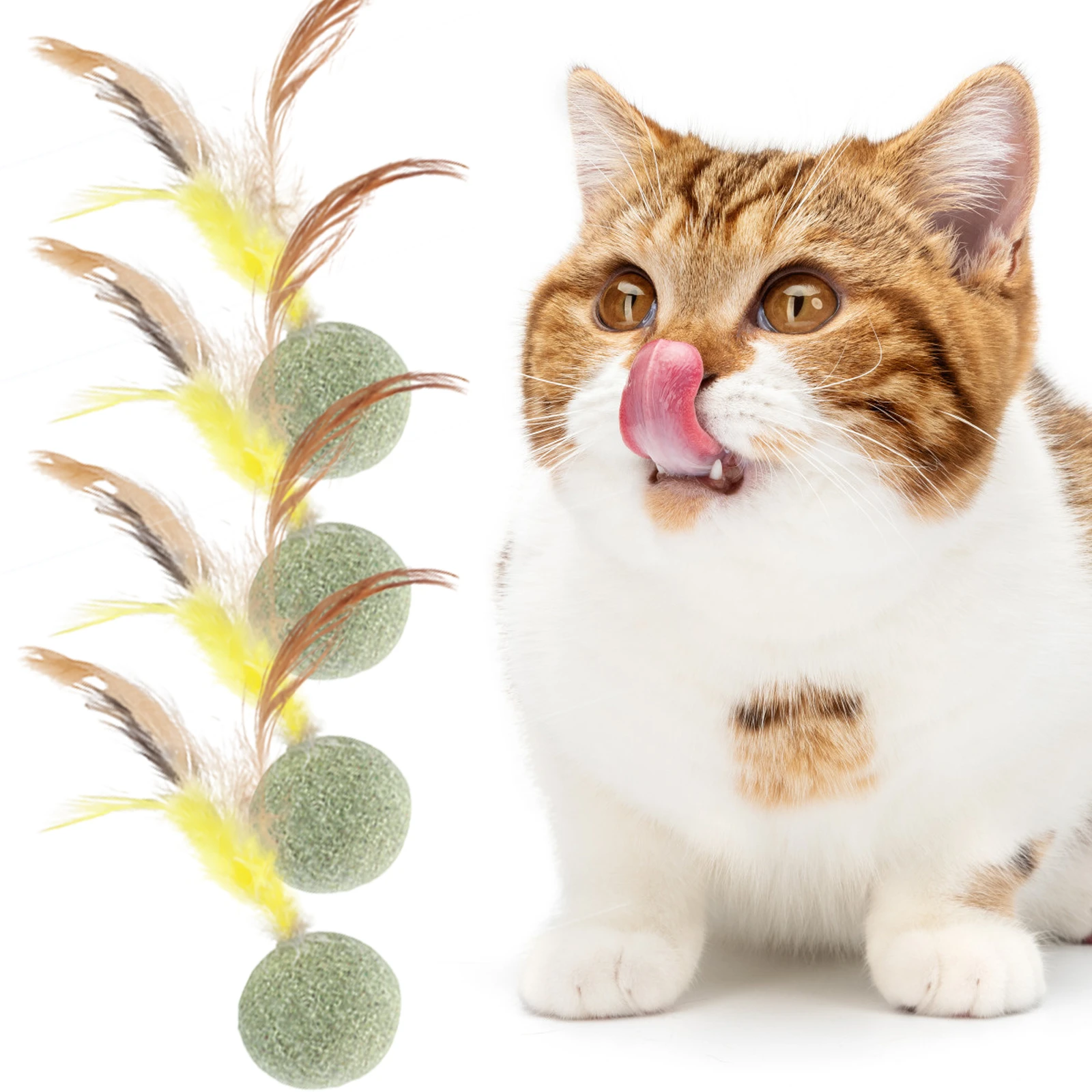 2 Pcs Catnip Wall Ball with 4 Pcs Catnip Ball Toys Rotatable Treats Toys Kitten Playing Toy