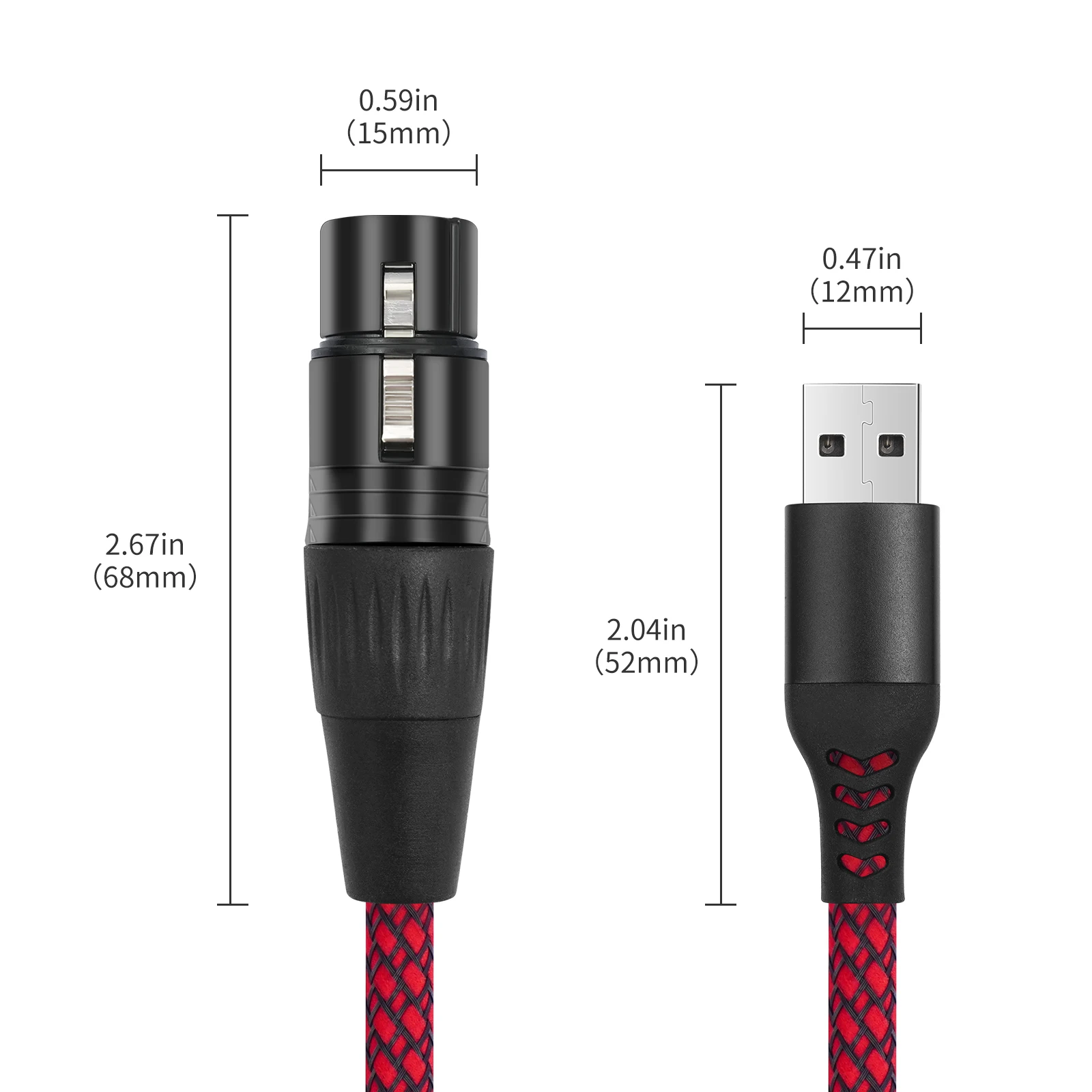 USB Male to XLR Female Microphone Adapter Cable for Karaoke and Recording