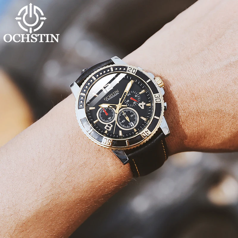 OCHSTIN Men's Watch Multifunction Quartz Movement Business Light Luxury 2024 Promotional Pilot Series Men's Quartz Watch
