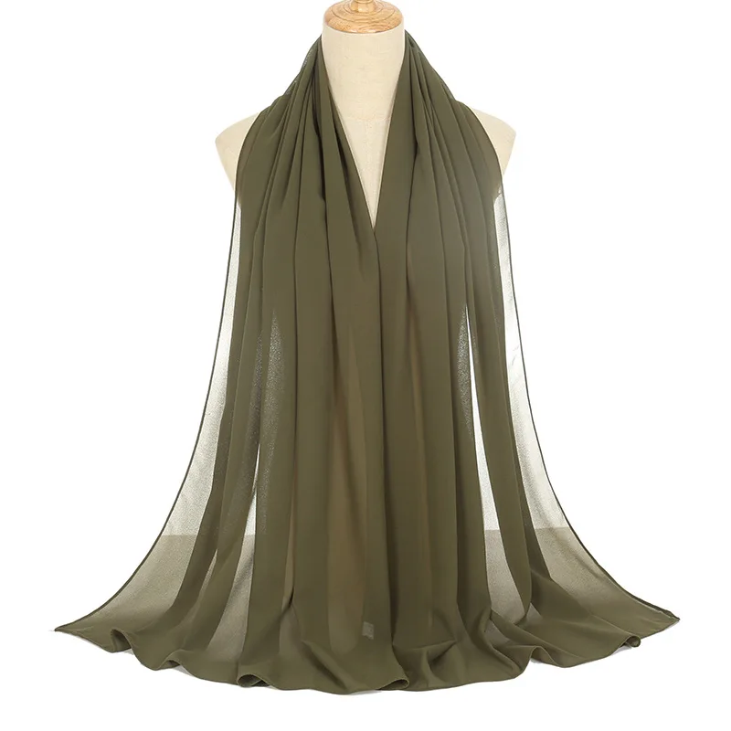  - 70*180cm Muslim Chiffon Hijab Shawls Scarf Women Solid Color Head Wraps Women Hijabs Scarves Ladies Foulard Femme Muslim Veil