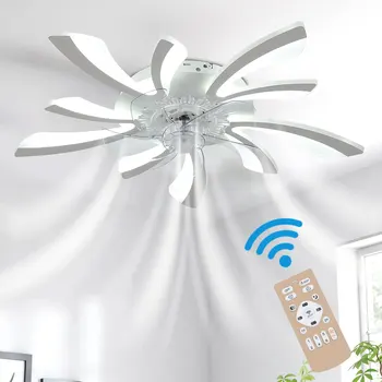 KOMORE 78cm Creative Ceiling Fan with LED Lights with Remote 3 Color temperature 6 Speeds for Office, Living Room, Bedroom