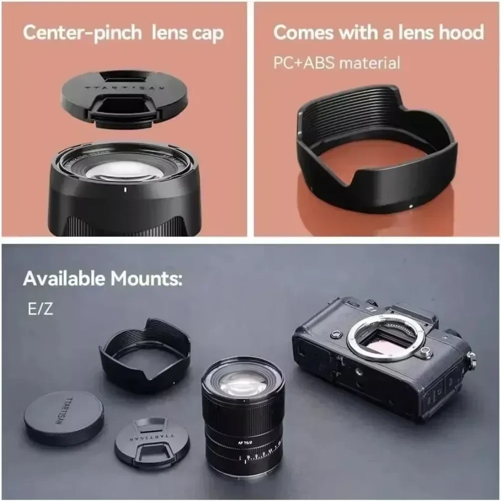 TTArtisan 75mm F2 Auto Focus full frame lens E Z mount for Sony A7M4 a6000 zve10 a6700 FX30 Nikon zfc Z9 Z50 mirrorless camera 5