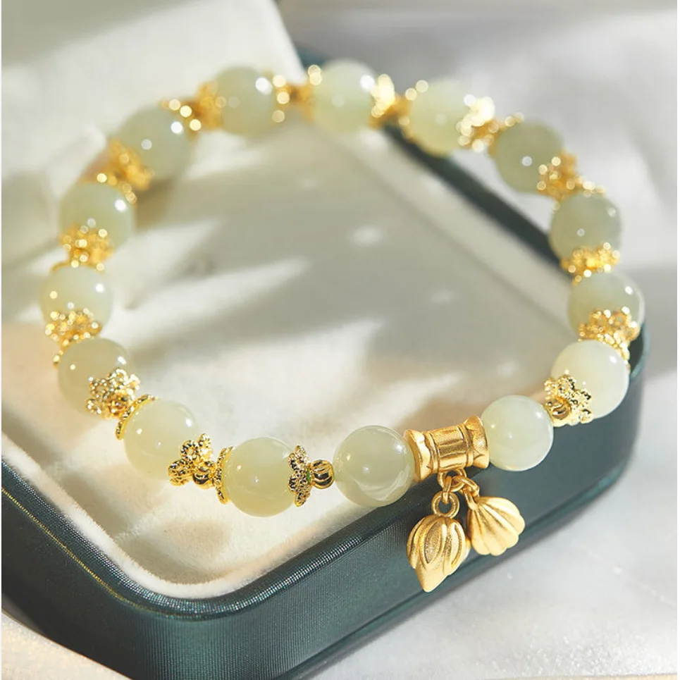 Hetian Jade Bracelet Retro Beaded Bracelet Girlfriends Gift Bracelet