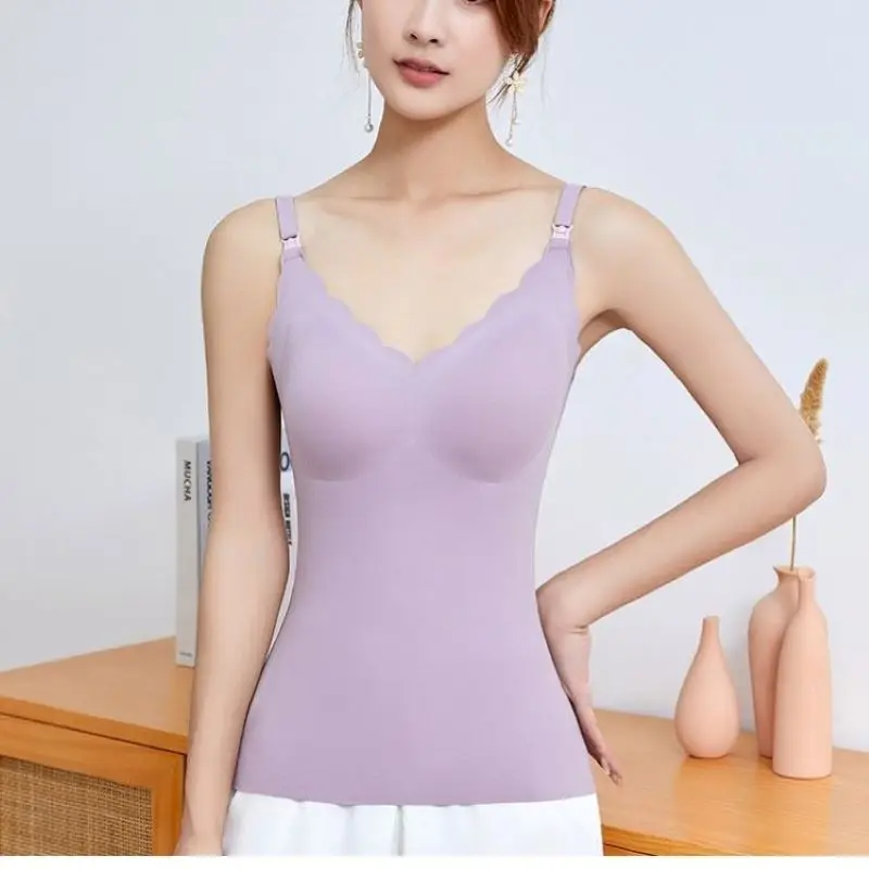 Autumn Winter Solid Color Nursing Tops Maternity Clothing Breast Feeding Underwear Vest For Pregnant Women Thickened Warm Tanks