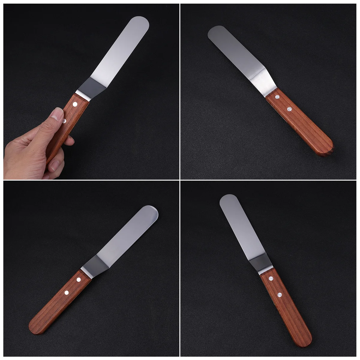 Cake Decorating Tools 6 Inch Stainless Steel Cream Spatula Butter Spreader Cake Decorating Tool Icing Smoother Pastry Kitchen Utensil Redwood Handle