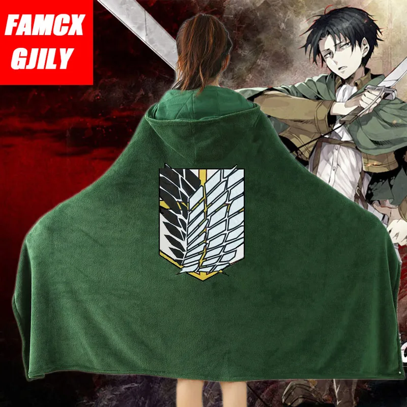 Attack On Titan Wearable Hoodie Blankets For Adult Levi Ackerman Cosplay  Shawl Cloak Cartoon Coral Plush Cape Throw Blanket|Blankets| - AliExpress