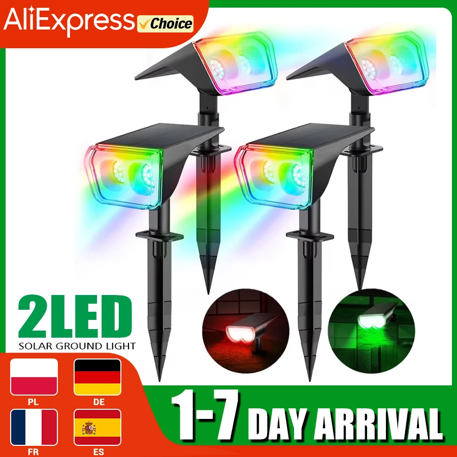 Solar Light 2 LED Outdoors Landscape Spotlights Color Changing 2 In 1 Wireless Waterproof Solar Wall Lamp Patio Garden solar lights solar wall lamp