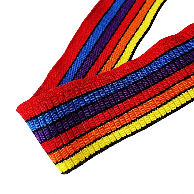 JIETAI-Rainbow Stripe Двусторонняя жаккардовая швейная ребристая ткань с буквами, вязаное пальто своими руками, аксессуары для ткани, воротник (art.: 3920c2cb559ee) - 3920c2cb559ee