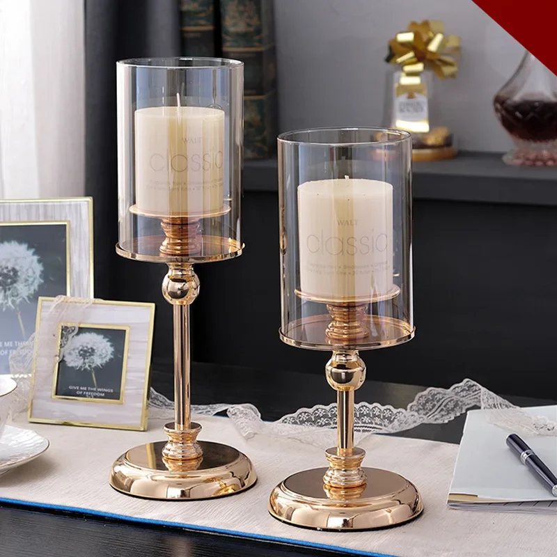 

European Home Retro Candlelight Dinner Lamp Props Nordic Romantic Candle Holder Decoration Light Luxury Candle Holder Table