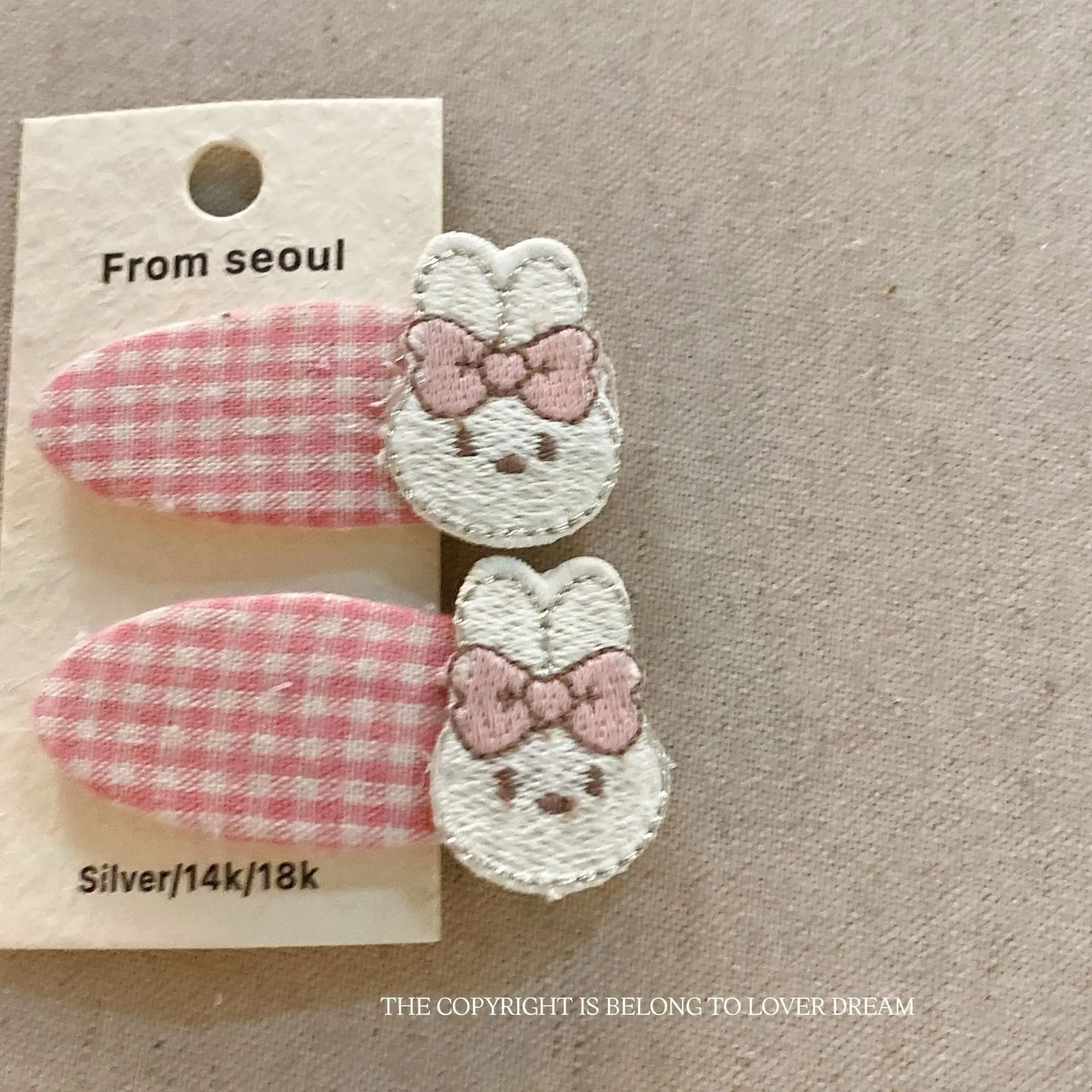 New Rabbit Cherry Plaid Hairpin Sweet Cute Children's Bangs Clip Headwear Girls Kids Women Hair Accessories