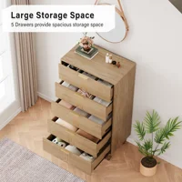 Modern Tall Wooden Chest of Drawers with 5 Deep Drawers, Large Storage Cabinet for Bedroom & Living Room - Image 3