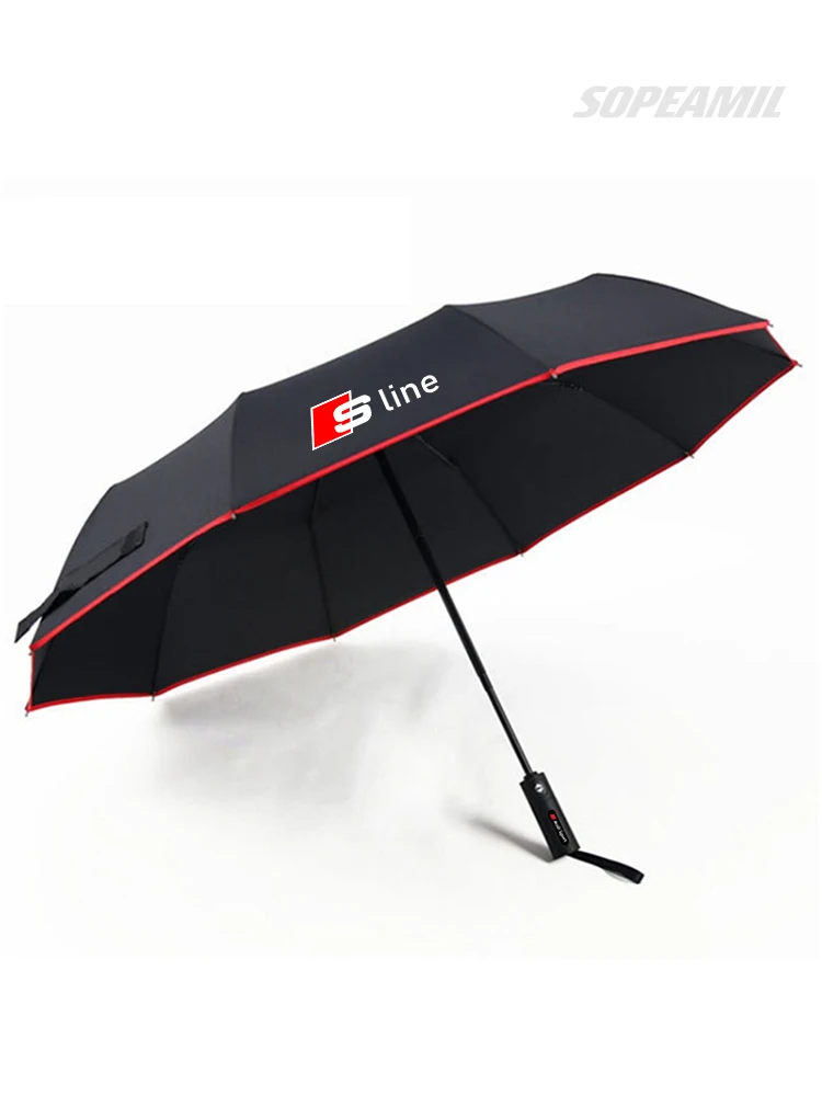 Audi Sline A3 A4 A5 A6 A7 A8 Q3 Q5 Q7 Q8 RS3 RS4 S3 S4 S6 Car Automatic Folding Sun Protection Umbrella UV Sunshade Accessories