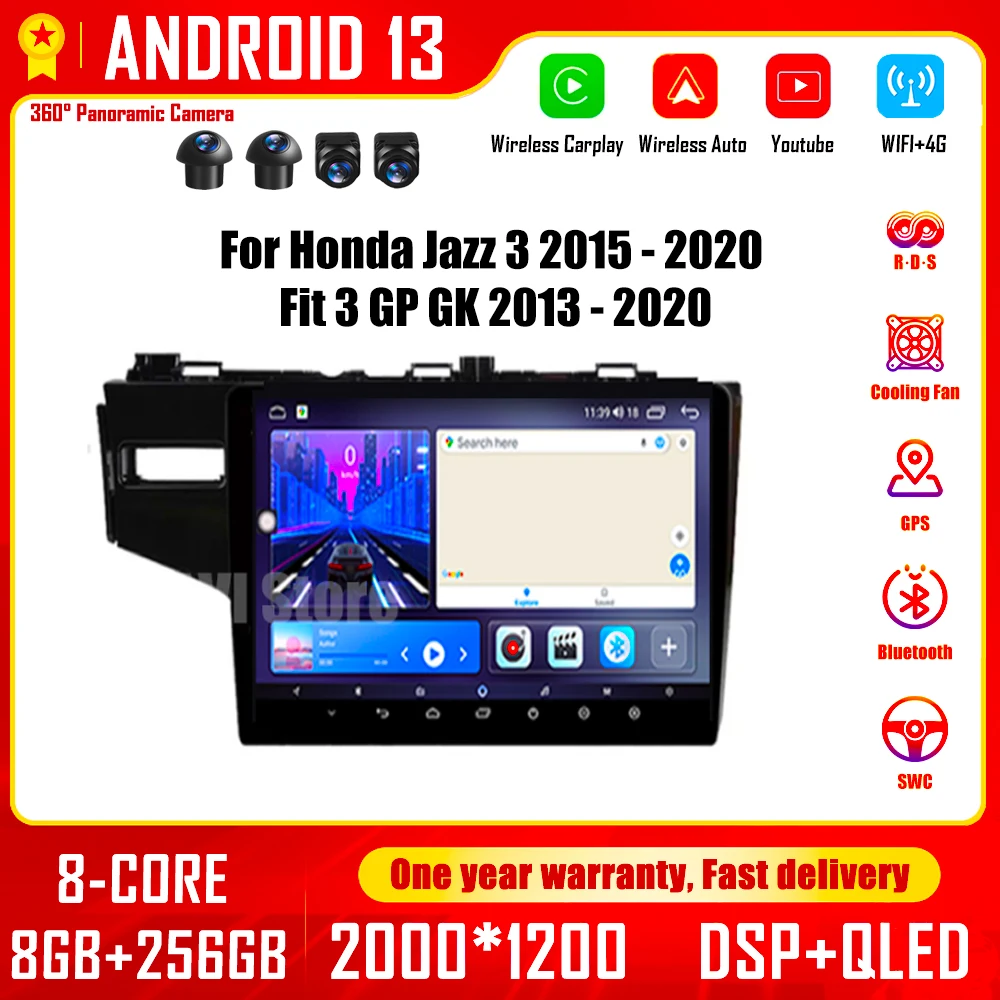 

Android 13 For Honda Jazz 3 2015 - 2020 Fit 3 GP GK 2013 - 2020 Car Radio Multimedia Video Player Navigation Stereo GPS DSP 4G