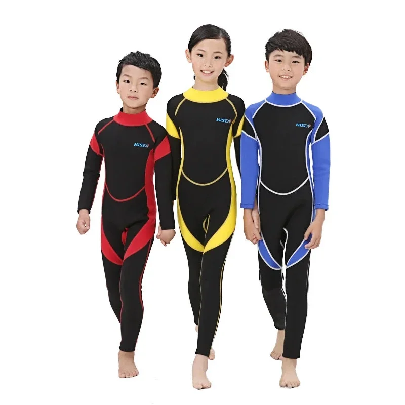 2.5MM Neoprene Wetsuits Kids Swimwears Diving Suits Long Sleeves Boys Girls Surfing Children Rash Guards Snorkel One Pieces women 1 5mm one piece long sleeve upf 50 warm snorkeling diving wetsuit rash guard women scuba neoprene swimwear surfing suit