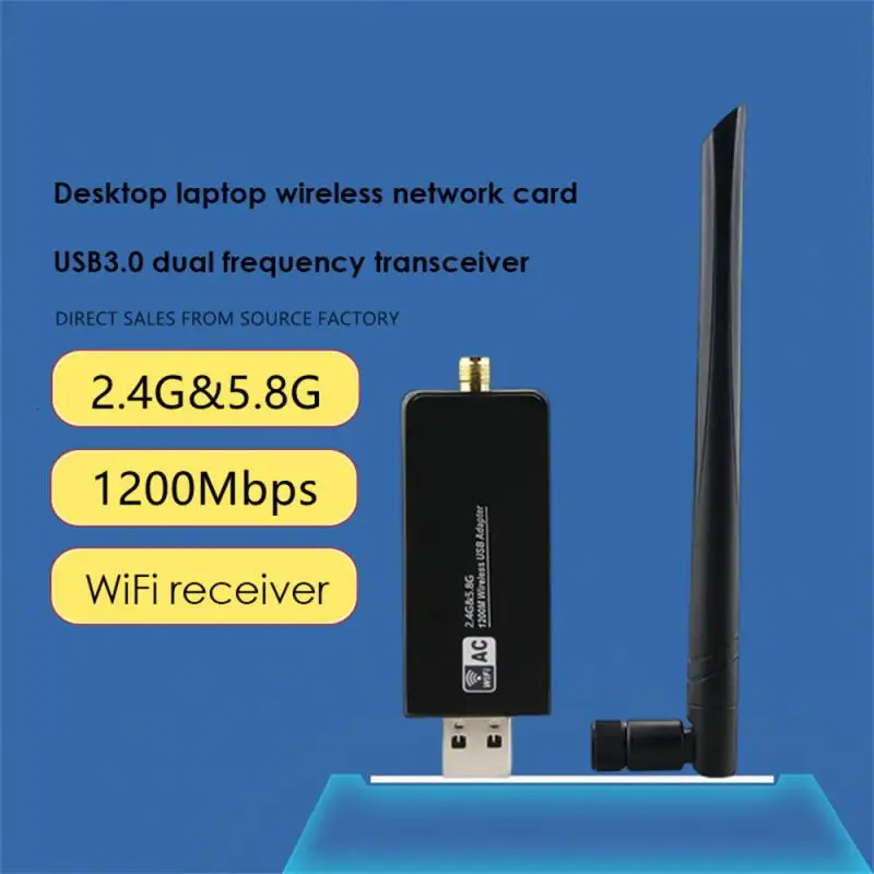 

Беспроводной двухдиапазонный USB Wi-Fi адаптер RYRA, 1200 Мбит/с, USB 3,0, адаптер RTL8812AU 802.11ac Wi-Fi USB 3,0, антенная карта для настольного ПК La