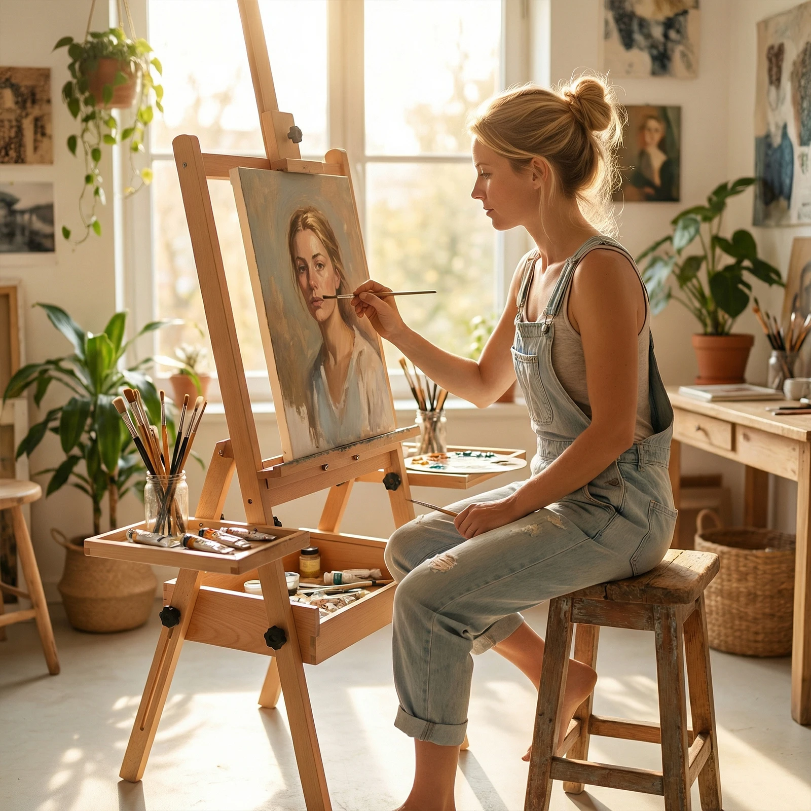 Adjustable Beech Wood Studio Easel 3